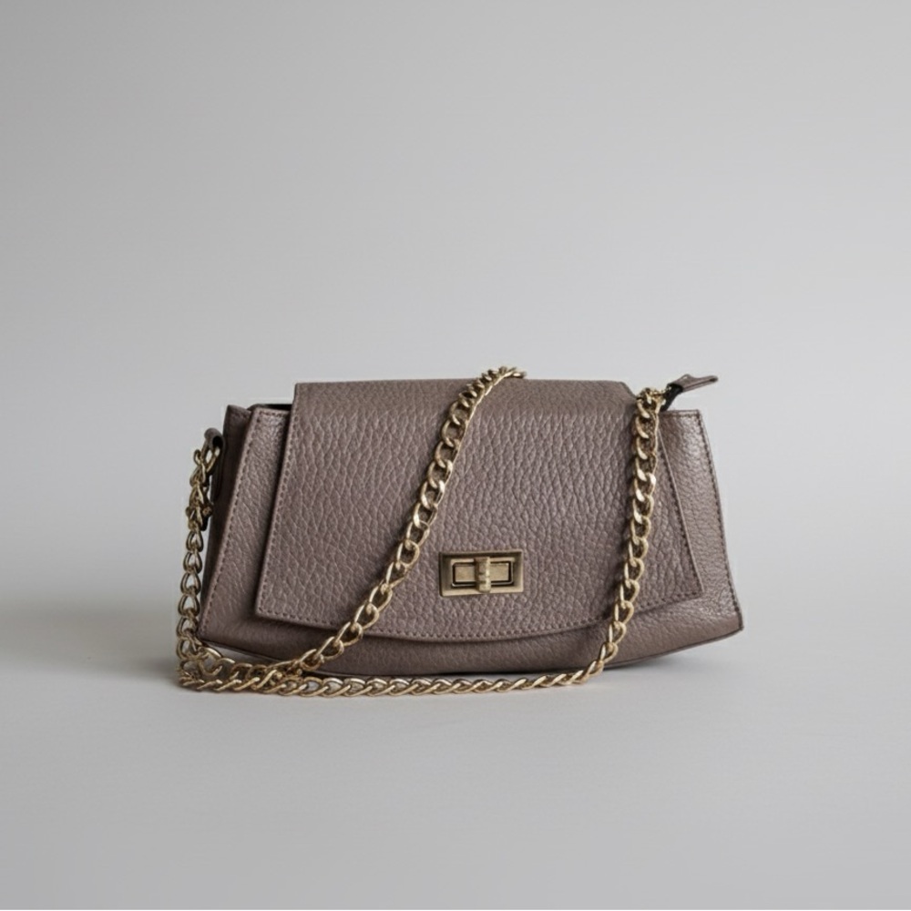 Elegant Taupe Chain Shoulder Bag